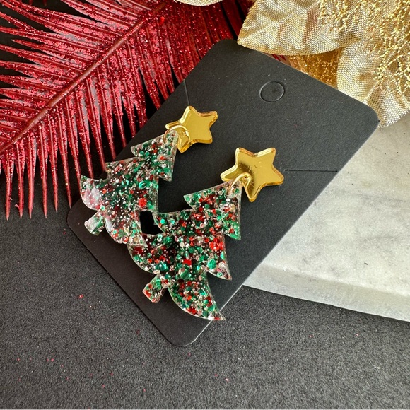 Festive Christmas tree Earrings Confetti - Picture 3 of 9